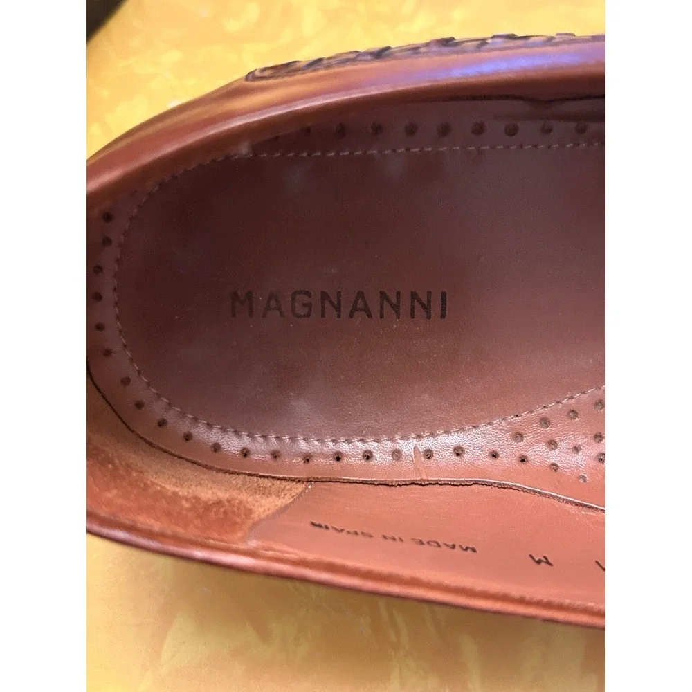 MAGNANNI Leather Weave Tassel Loafers Sz 11 M Classic Hamptons Mens Old Money